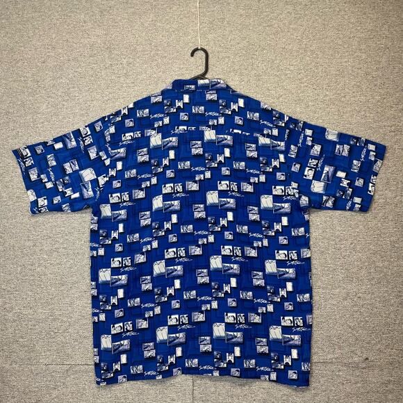vintage y2k 2000s southpole crazy all‎ over print blue hip hop button up shirt - Picture 8 of 8
